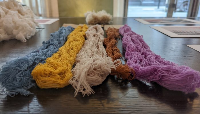 Yarn colours on display at London Design Fair
